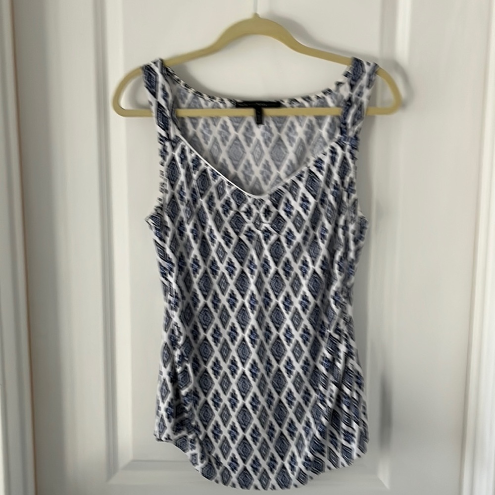 WHBM sleeveless blue and white top